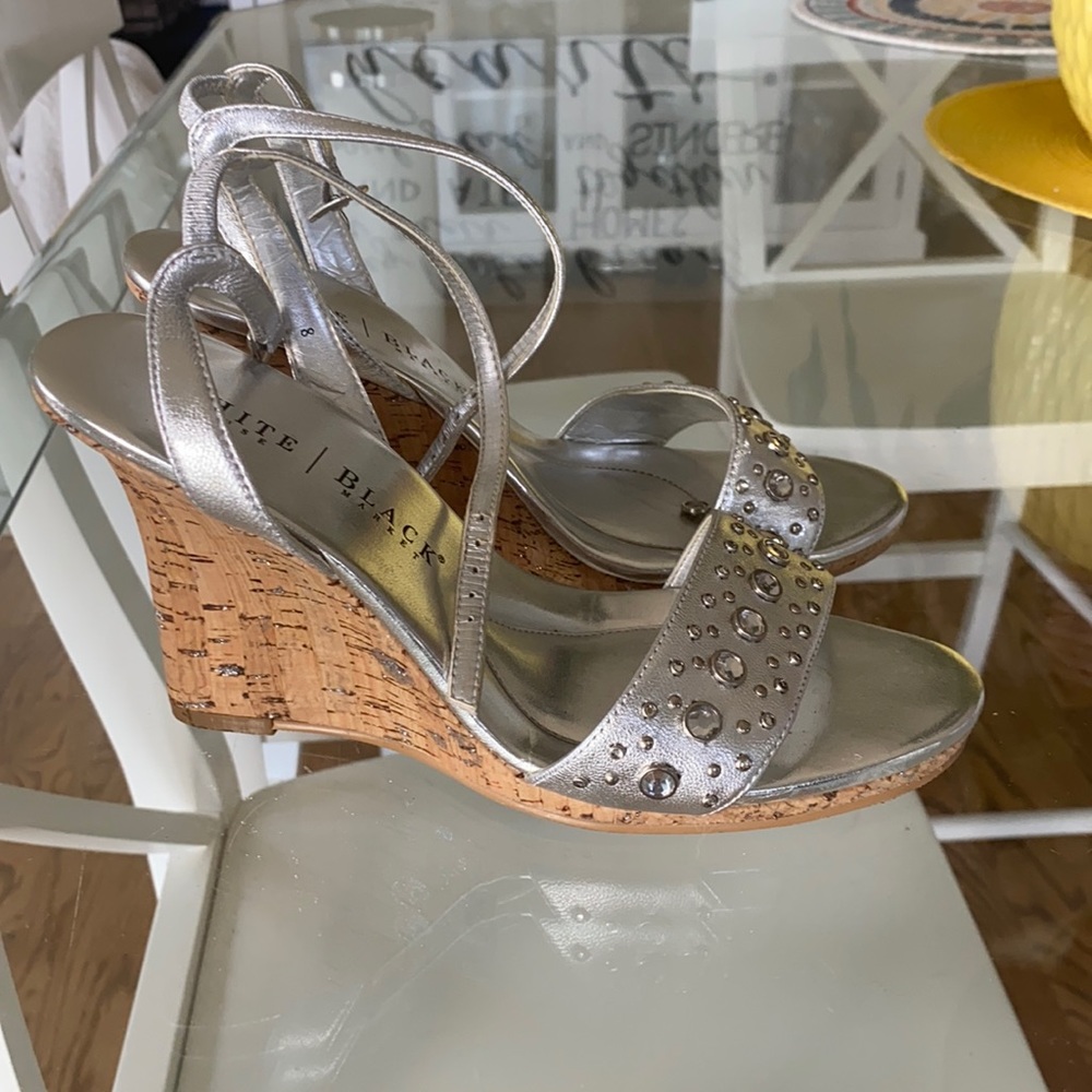 White House black market silver sandals